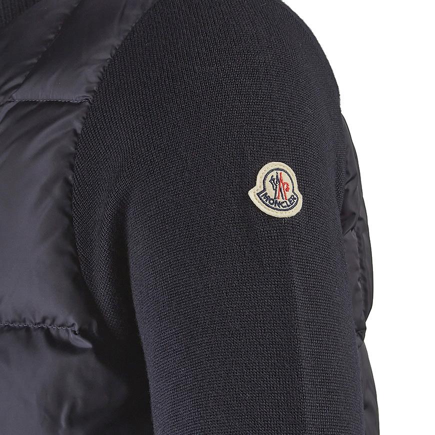 Moncler Women High Collar Padded Cardigan Navy Knit