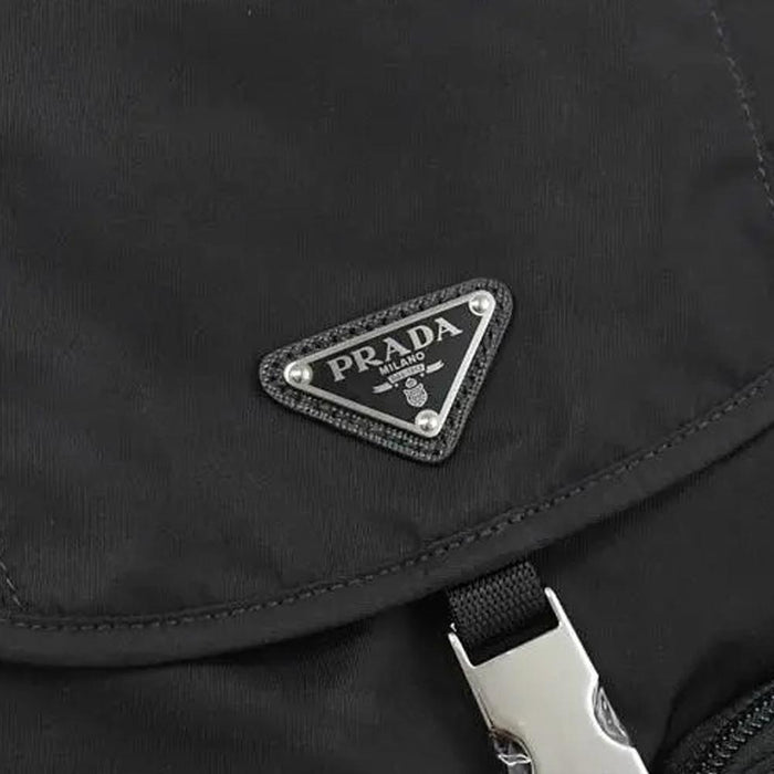 PRADA Black Nylon Triangle Logo Backpack
