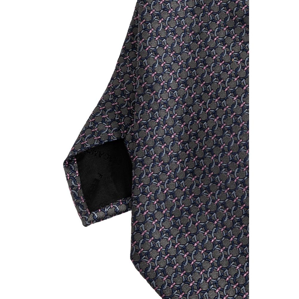 Ferragamo Gancini Print Silk Tie Navy Mens Accessory
