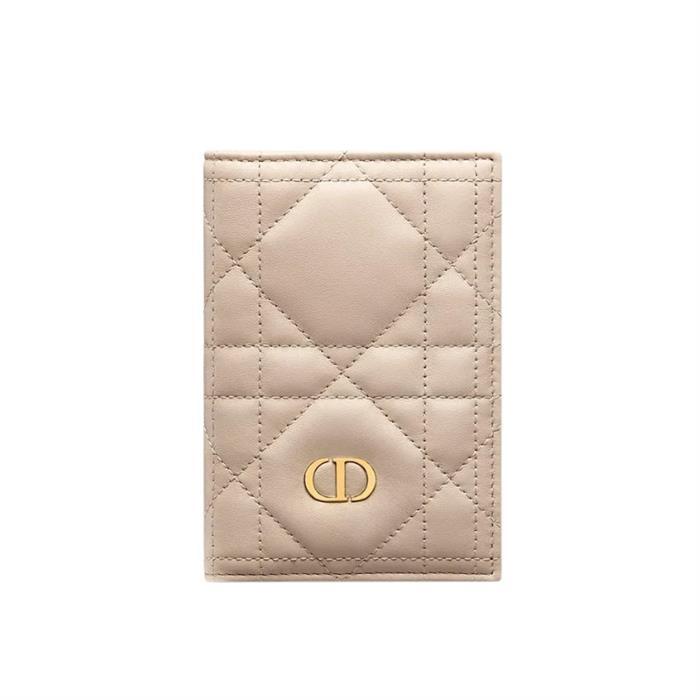 DIOR Miss Caro Leather Passport Holder Wallet Gray