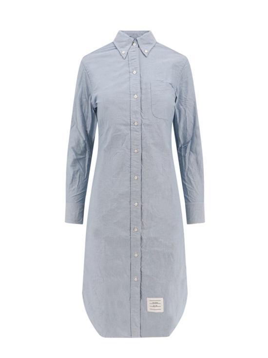 THOM BROWNE Light Blue Oxford Stripe Shirt Dress