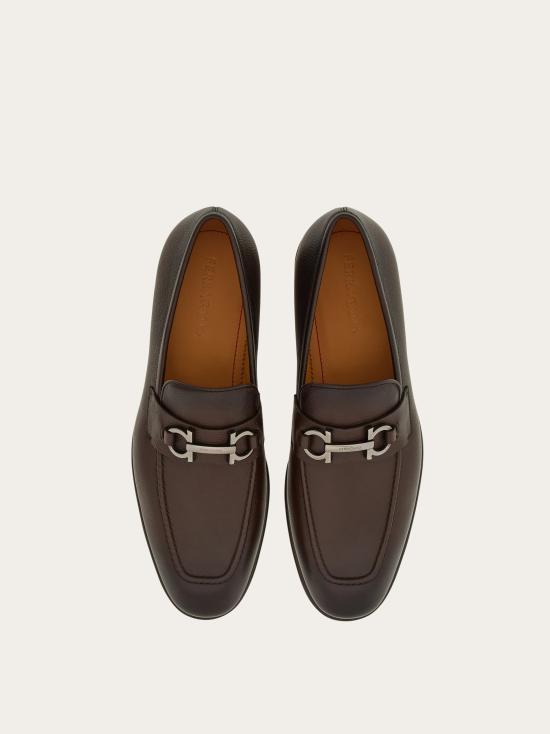 Ferragamo Testa Di Moro Leather Penny Loafers for Men