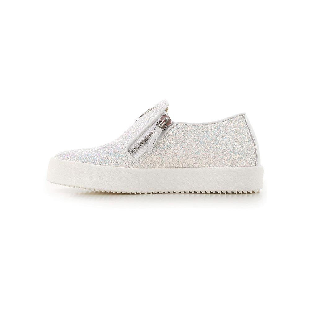 Giuseppe Zanotti Womens May Slip-On Glitter White Low-Top Sneakers