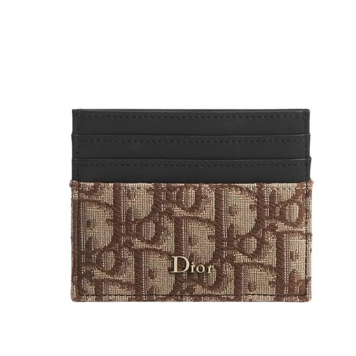 DIOR Blue Calfskin Leather Bifold Card Holder Wallet