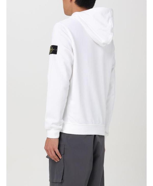 STONE ISLAND Brushed Cotton Fleece Crewneck Sweatshirt White Men