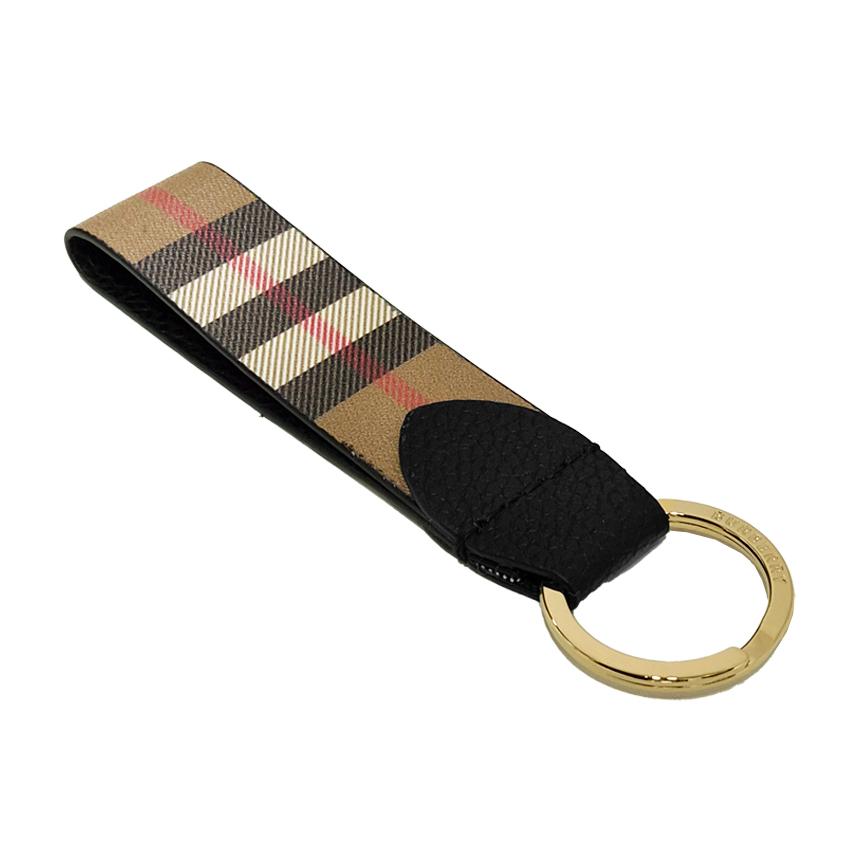 BURBERRY Canvas Check Black Keyring Key Holder 81214481