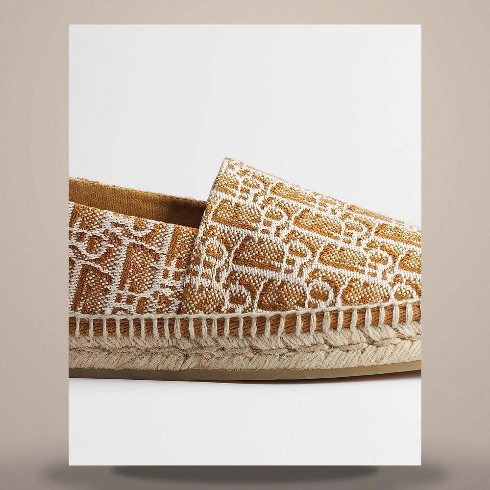 DIOR Sirocco Espadrille Loafers Cognac Brown White Oblique Canvas 3LO194ADX H710