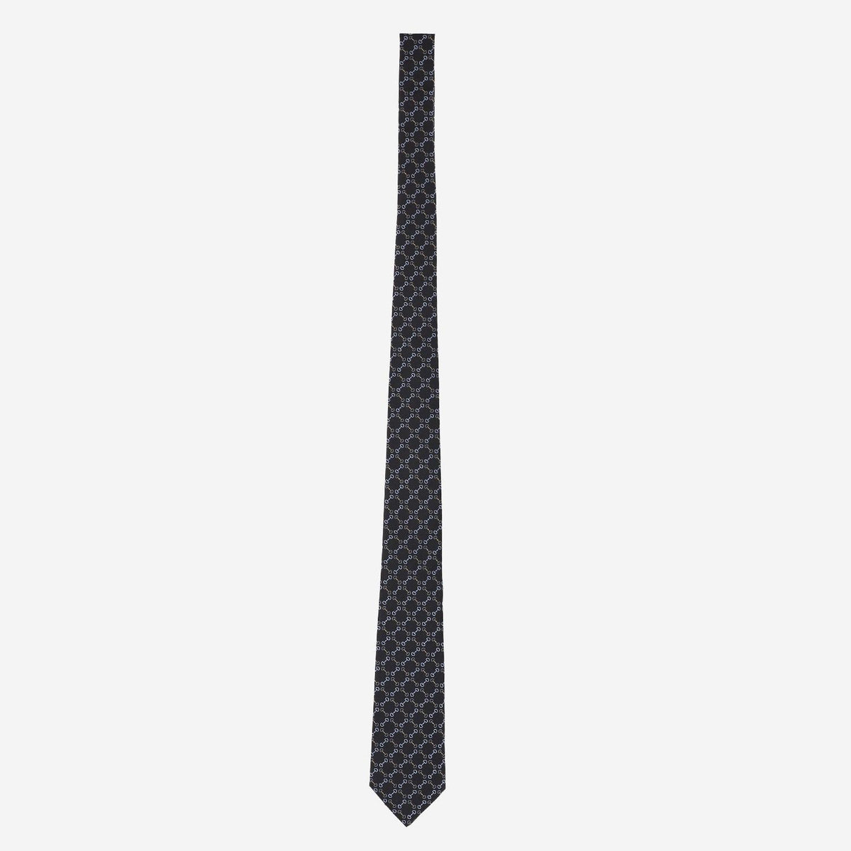 GUCCI Silk Logo Pattern Tie Navy Blue Men’s Accessory