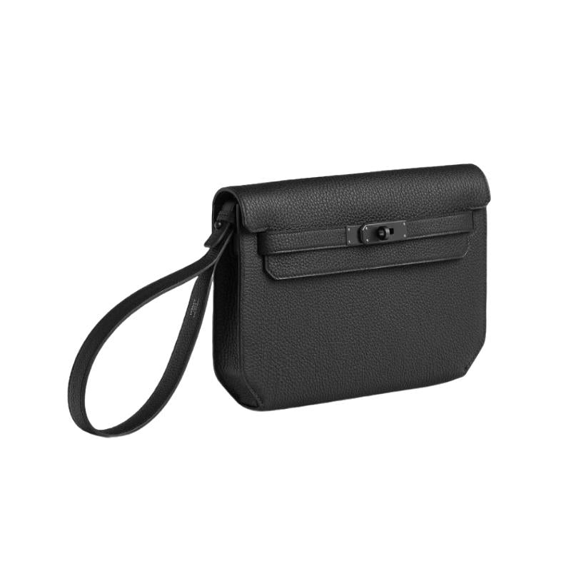 HERMES Kelly Depeches Monochrome Togo Leather Pouch Black Unisex 25