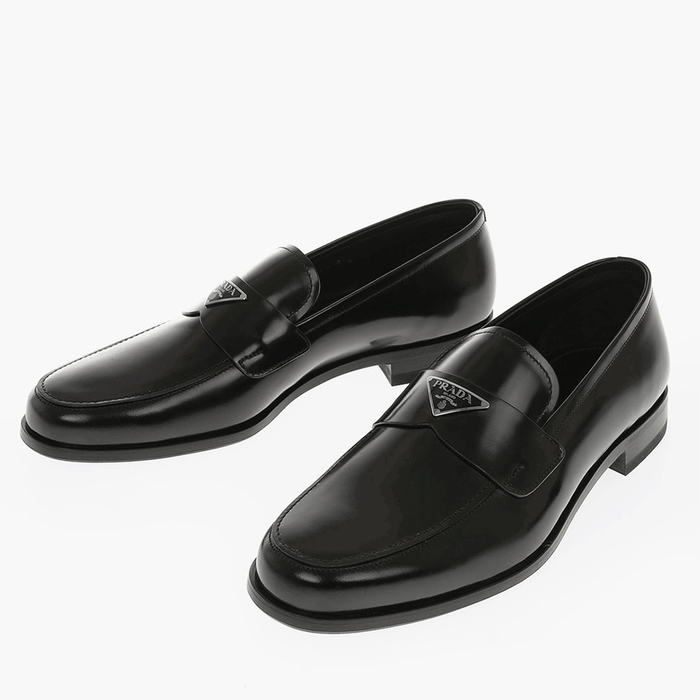 PRADA Triangle Logo Leather Loafers Men’s 2DB205 C000 055 F0002