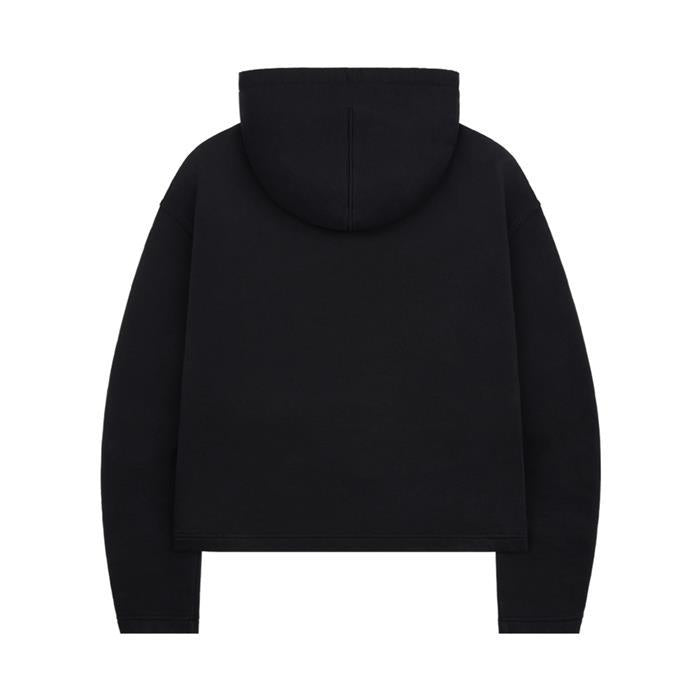 AMI Heart Logo Cotton Crop Hooded Sweatshirt