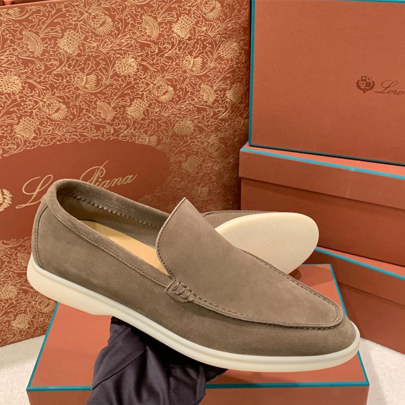 Loro Piana Men’s Suede Moccasin Loafers Brown Classic