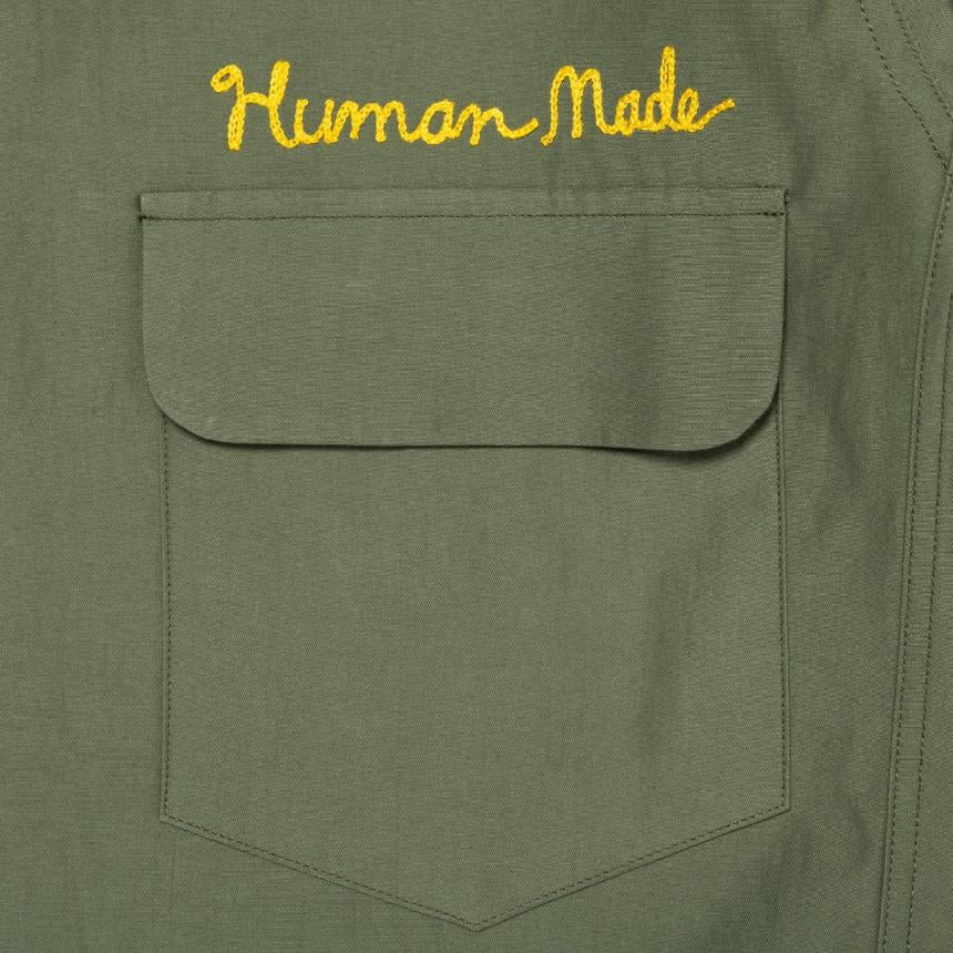 Humanmade Green Olive Khaki Open Collar Long Sleeve Shirt Men’s 2XL HM27SH013