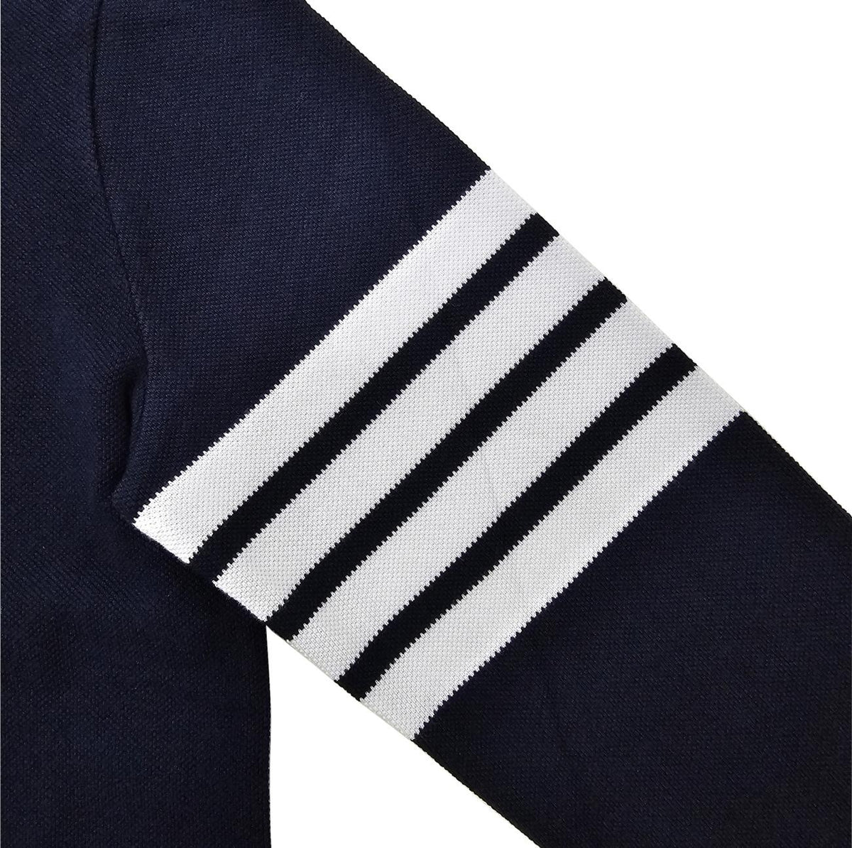 THOM BROWNE Diagonal Stripe Pique Long Sleeve Polo Shirt