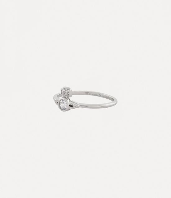 Vivienne Westwood Platinum White CZ ORB Ring 64040100 01P102 S M