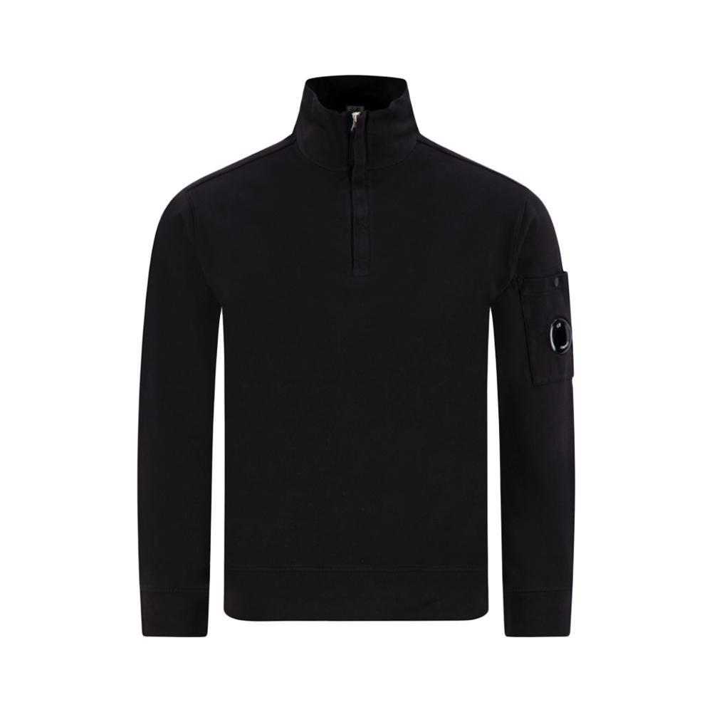CP Company Lens Badge Light Fleece Half-Zip Sweatshirt Black 20CM SS022A 002246G