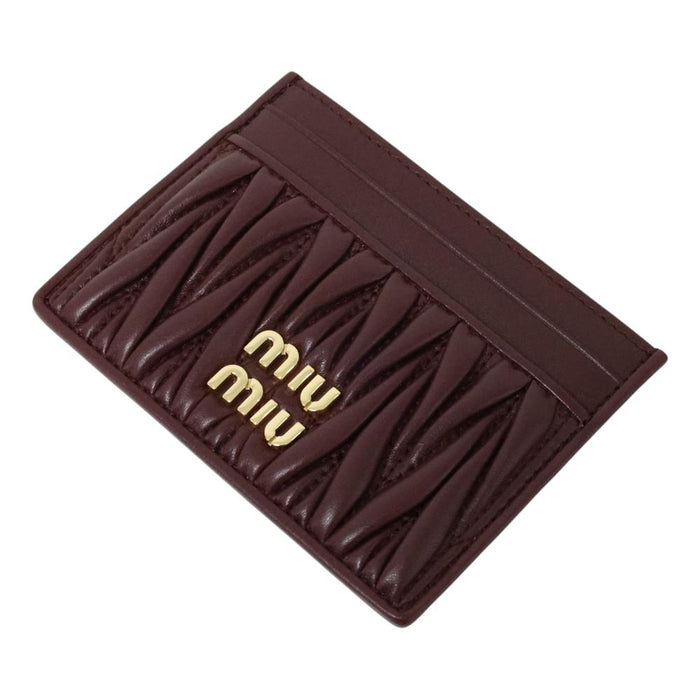 Miu Miu Matelassé Leather Card Holder Black Women’s
