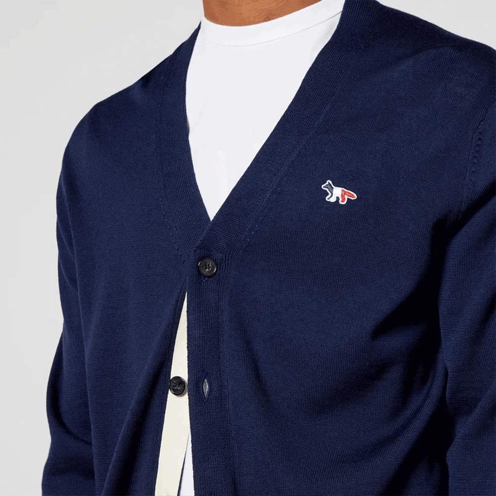 Maison Kitsune Men’s Fox Head Wool Cardigan GU00542KT1036 NA P480