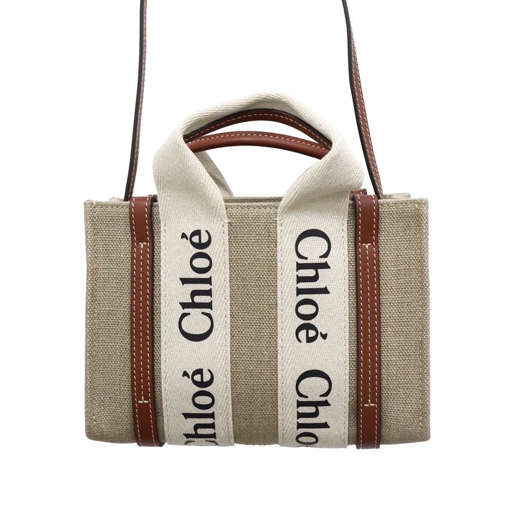 Chloe Woody Mini Women’s Tote Bag Canvas Beige