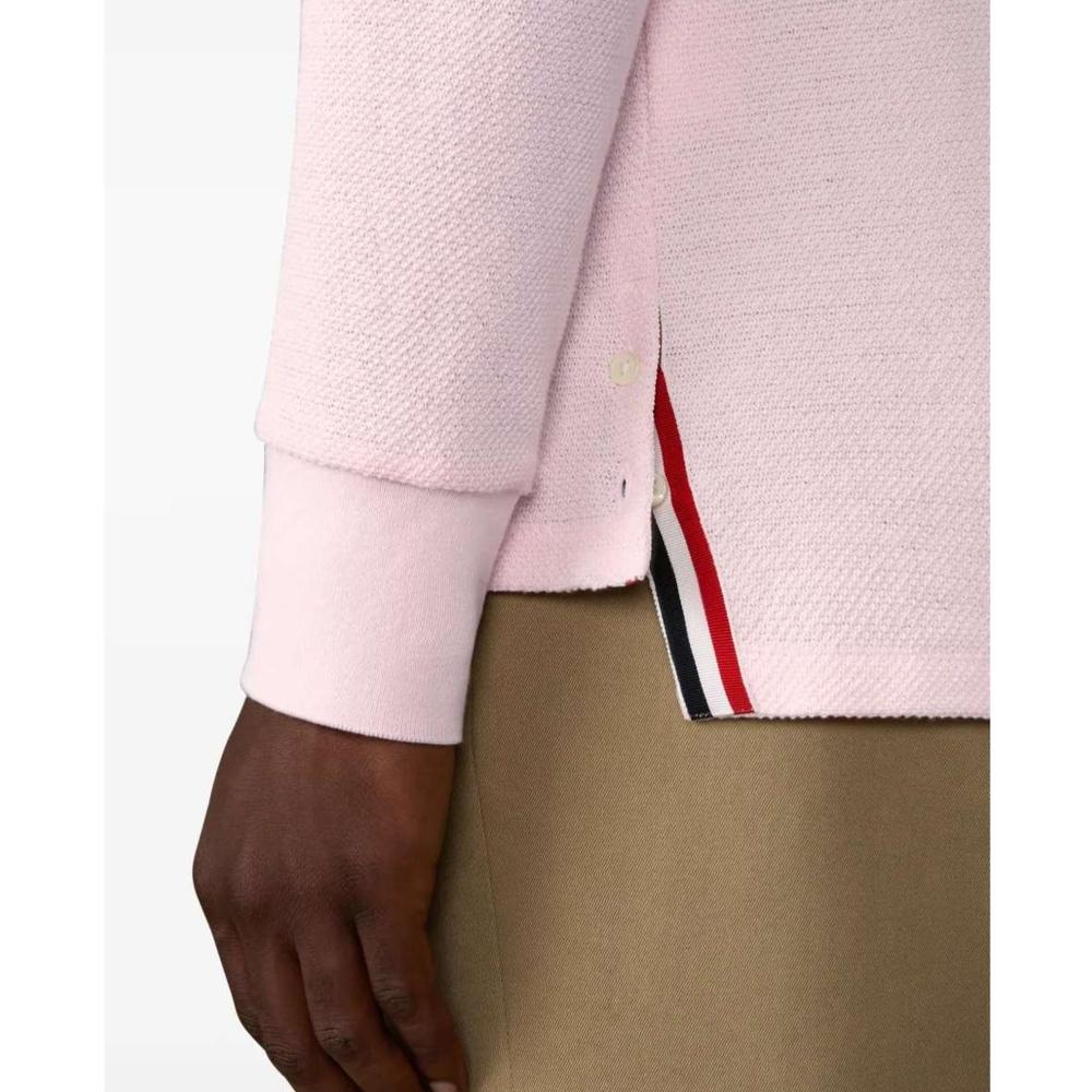 THOM BROWNE 4-Bar Men's Long-Sleeve Polo Shirt Navy Cotton