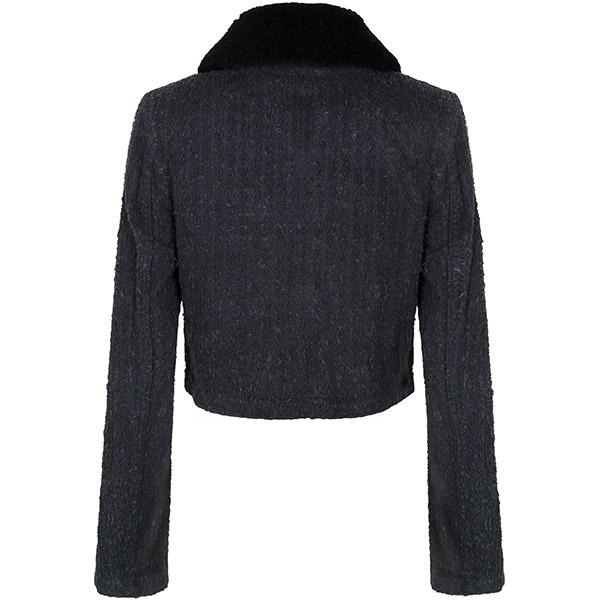 Self Portrait Gray Textured Denim Jacket RS25 820J GR