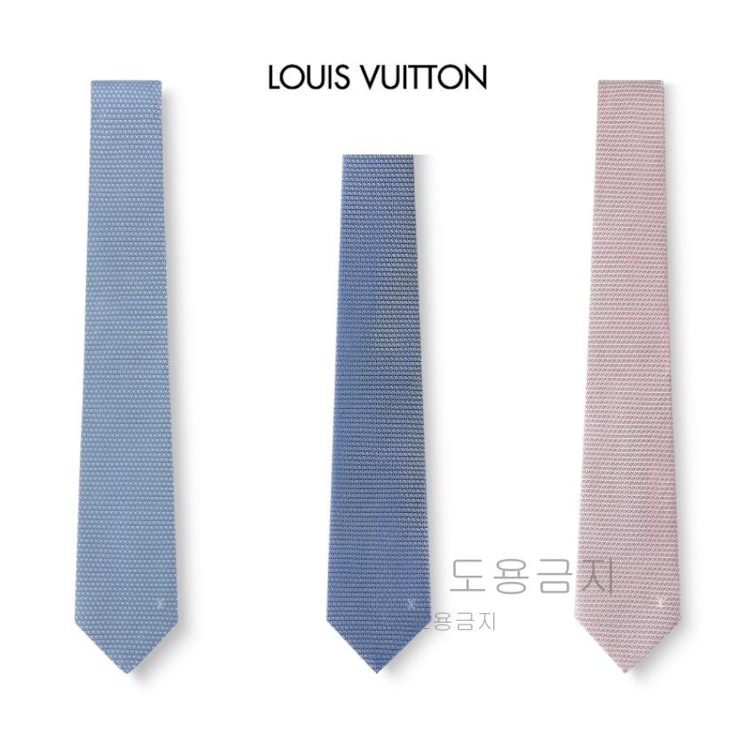 Louis Vuitton Diamond V Tie Gray Blue Men’s Silk Necktie