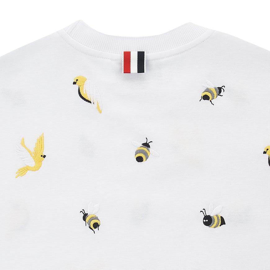 THOM BROWNE Women’s Bird & Bee Intarsia T-Shirt White