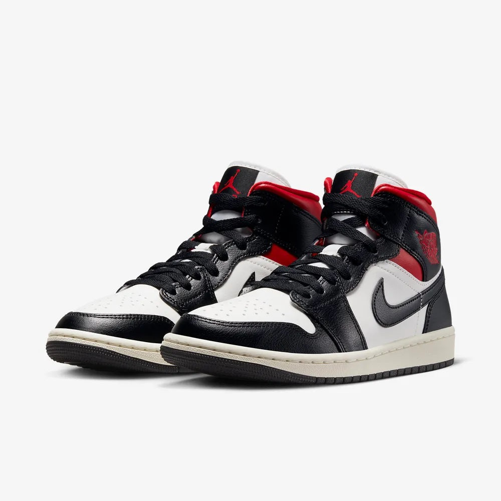 Nike Women’s Air Jordan 1 Mid Black Gym Red Low-Top Sneakers