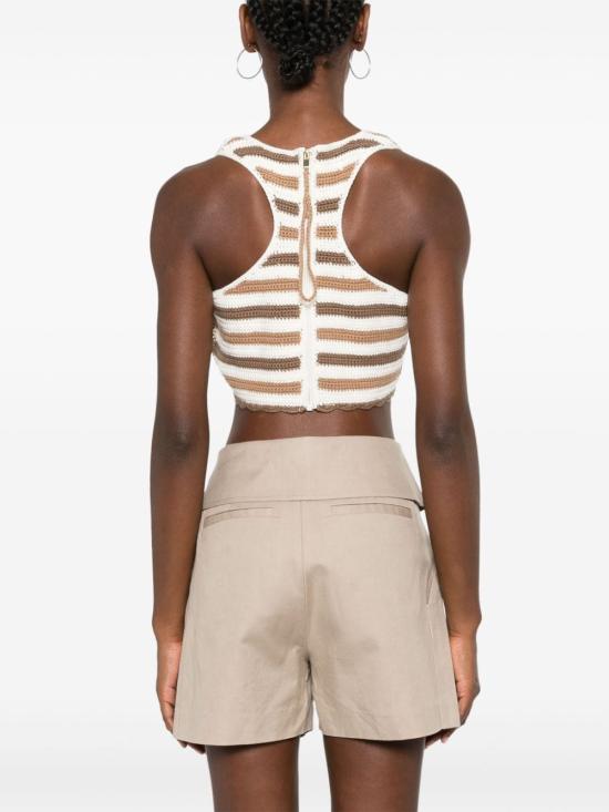 GANNI Sleeveless Cotton Tank Top K2222969 COPPER BROWN DOM