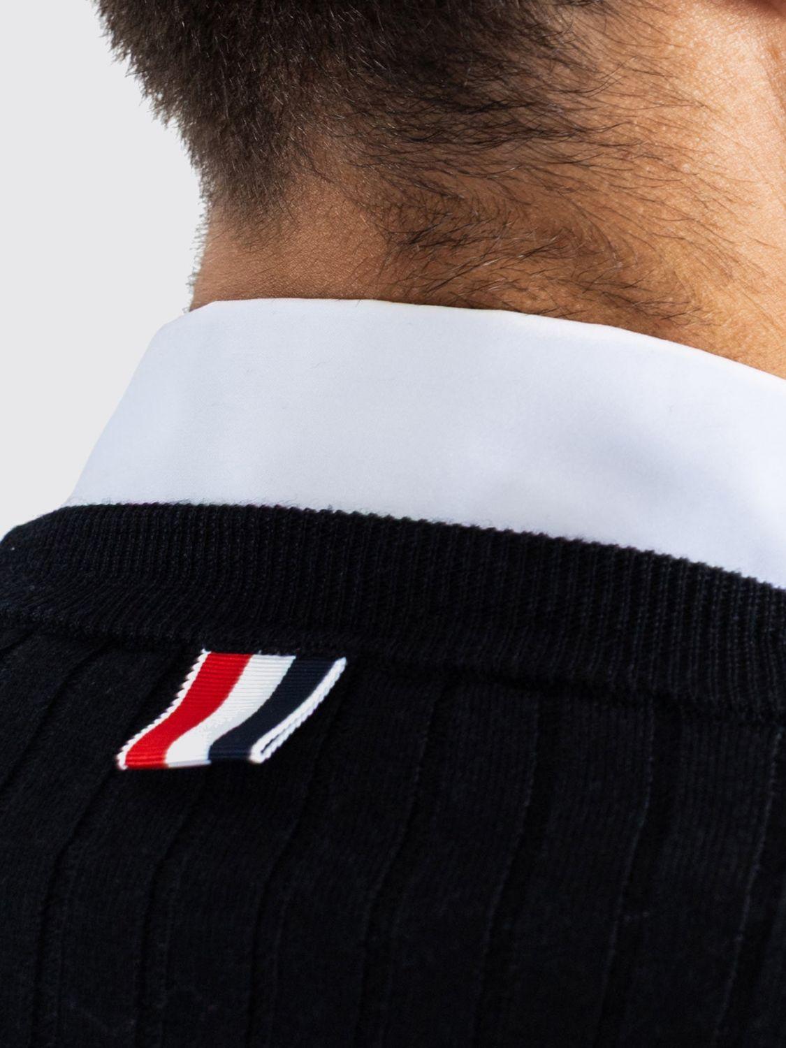 THOM BROWNE Black Wool Round Neck Knit Sweater
