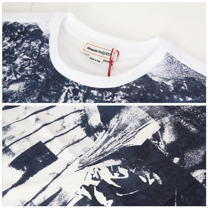 Alexander Mcqueen Art Print Short Sleeve T-Shirt Black Cotton