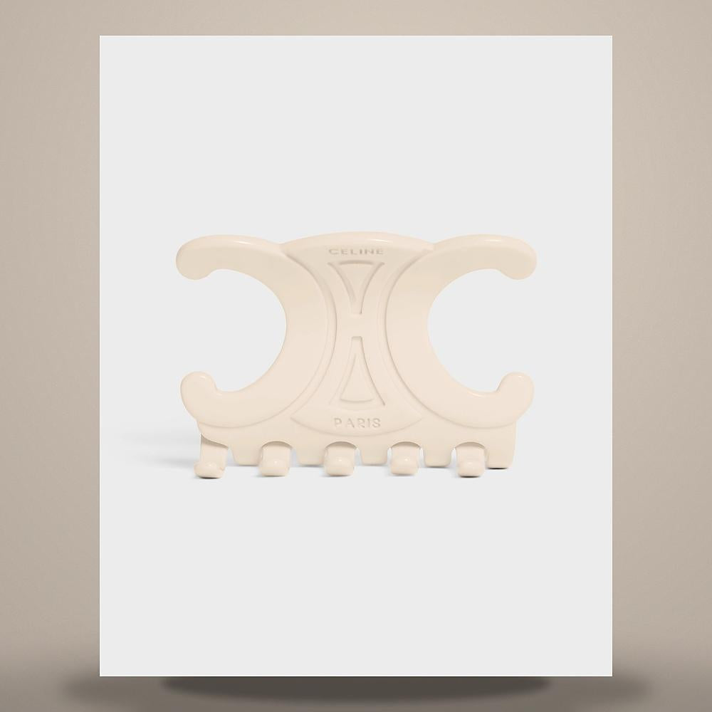 CELINE Large Ivory Acetate Hair Claw Clip 46Y856IAS 01AV