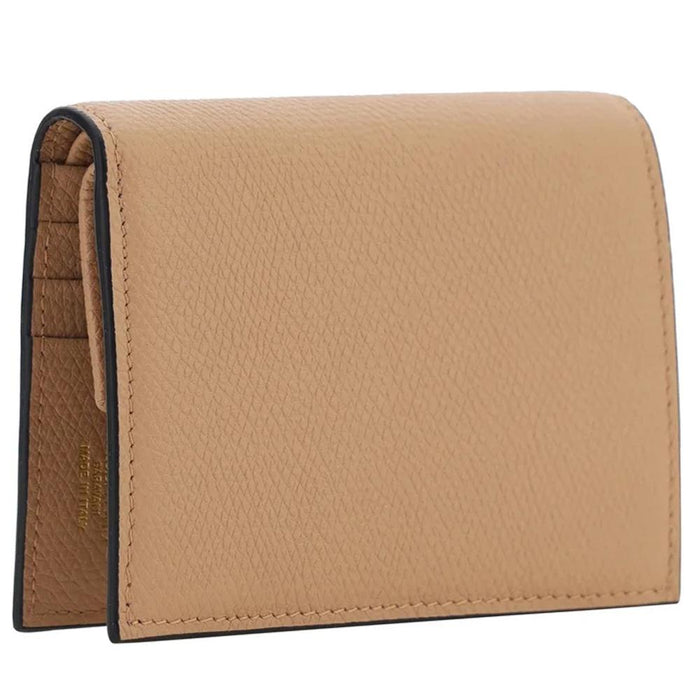 VALENTINO V-Logo Signature Compact Leather Bifold Wallet Pink