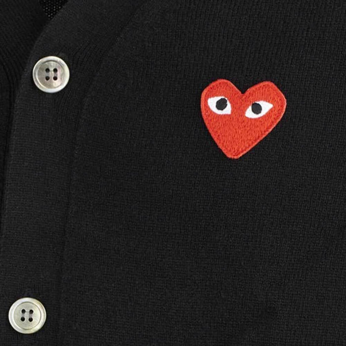 Comme des Garcons Red Heart Unisex Black Cardigan