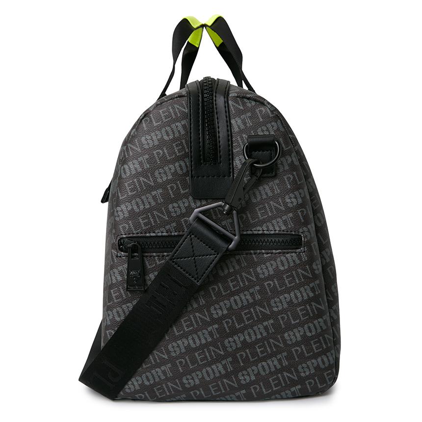 PLEIN SPORT Men’s Duffel Bag Black Nylon Tote Bag