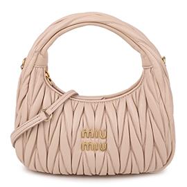 Miu Miu Wander Matelassé Nappa Leather Hobo Bag Tote Beige