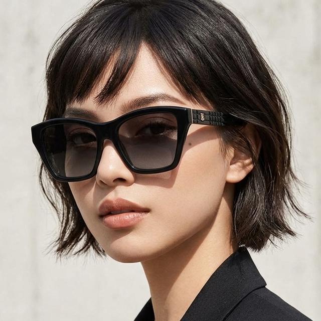 BURBERRY Black Square Acetate Logo-Detail Sunglasses Unisex