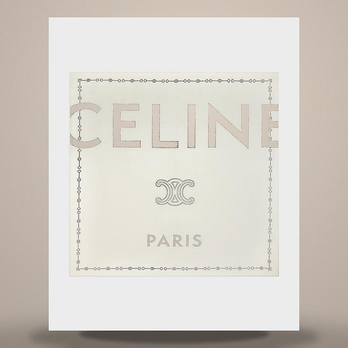 CELINE Square Silk Twill Scarf White Black 2AW902R30 01WB