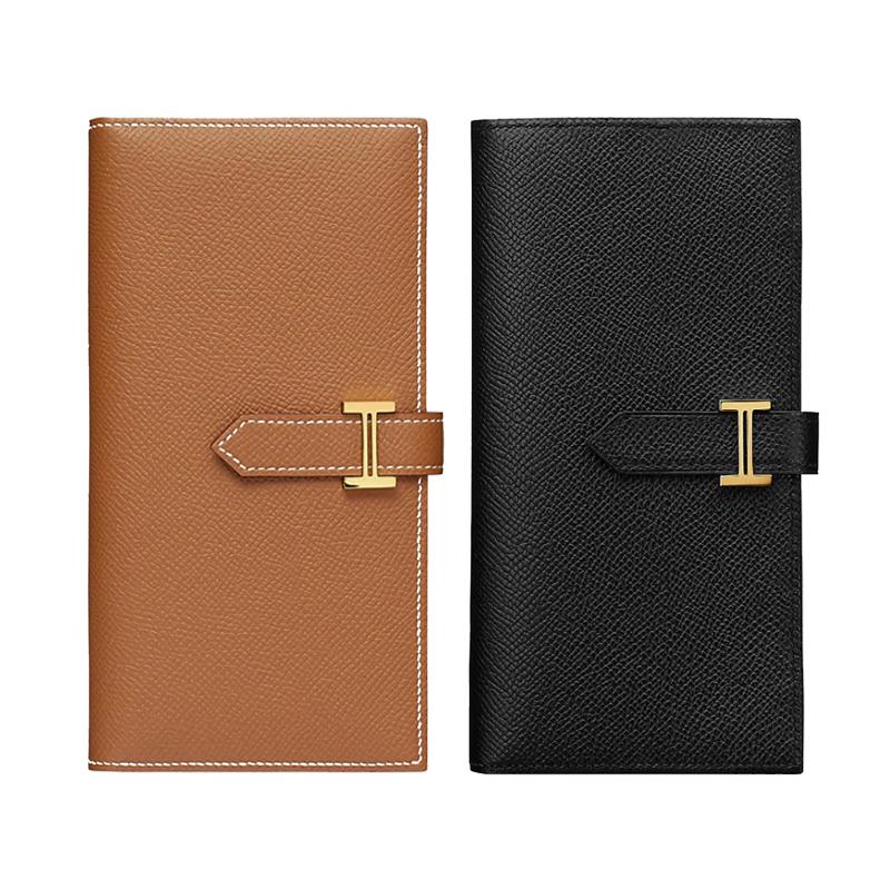 HERMES Bearn Long Wallet Epsom Calfskin Gold Black Gold Hardware