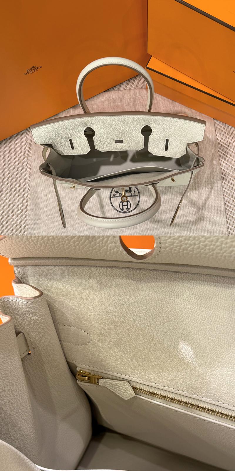 HERMES Togo Leather Birkin Bag Mushroom Color 30 Tote Unisex