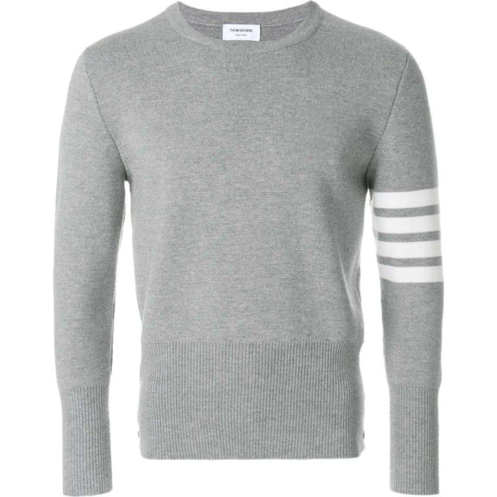 THOM BROWNE Gray Armband Stripe Wool Crewneck Sweater Unisex