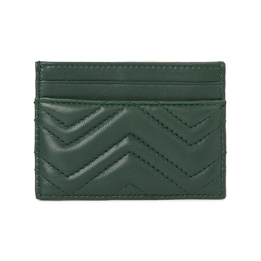 GUCCI GG Marmont Leather Card Holder Wallet Brown Women