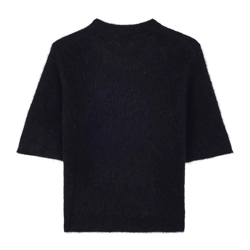 GANNI Women’s Brushed Alpaca Round Neck Knit Sweater Black
