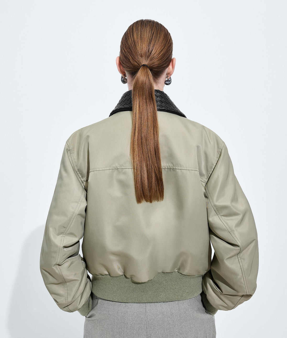 Bottega Veneta Black Nylon Bomber Jacket