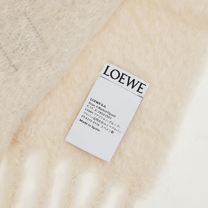 LOEWE Women’s Anagram Patch Scarf Muffler Ivory Wool
