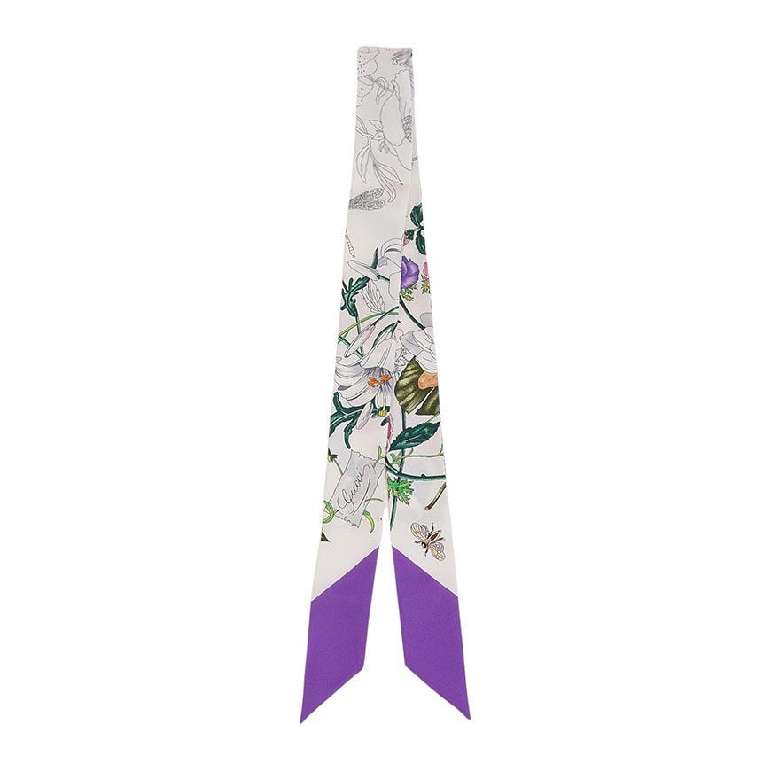 GUCCI Unisex Printed Silk Twill Ribbon Scarf 831699 3G001 9071