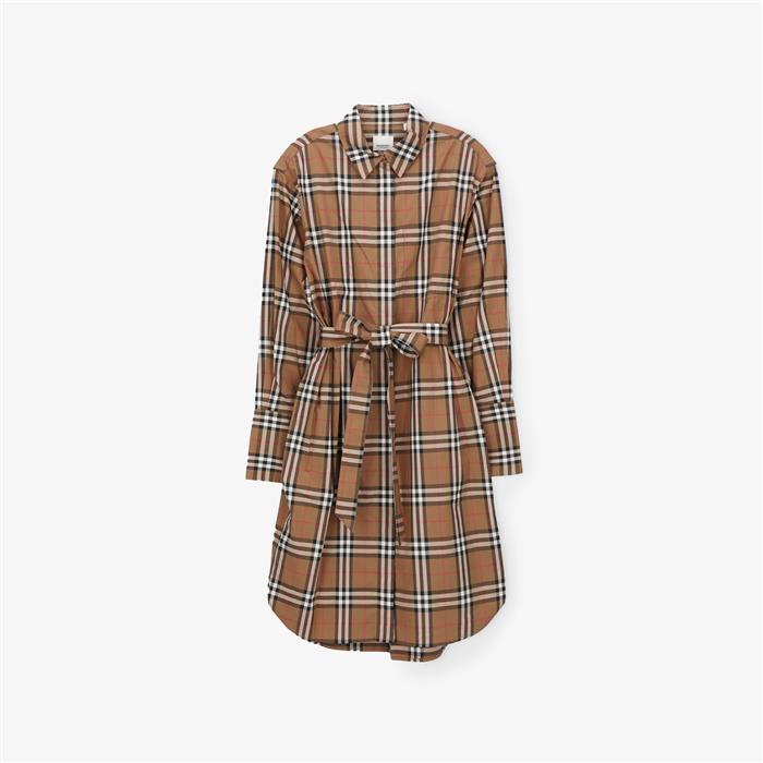 BURBERRY IVERY Check Shirt Midi Dress 80843091