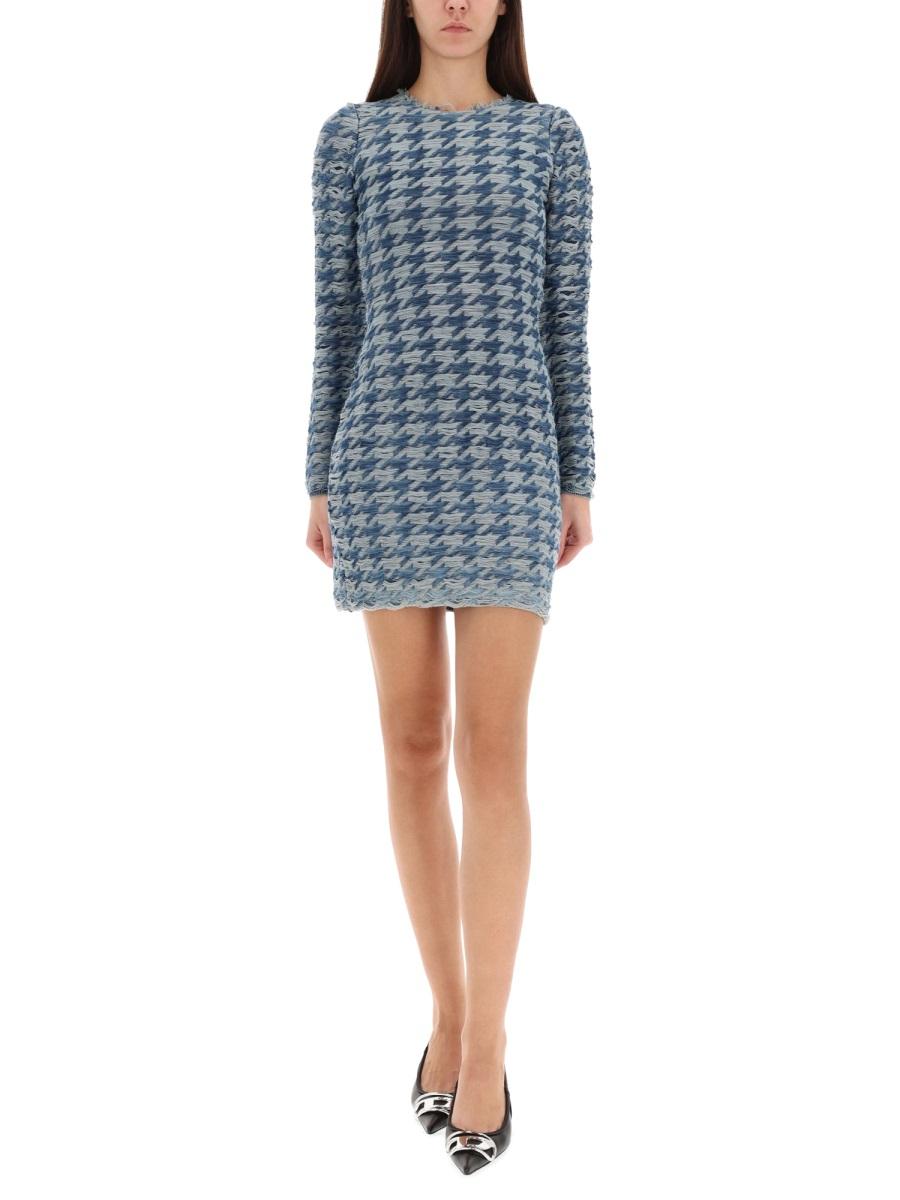 DIESEL Long Sleeve Mini Dress Black Cotton Ribbed Knit