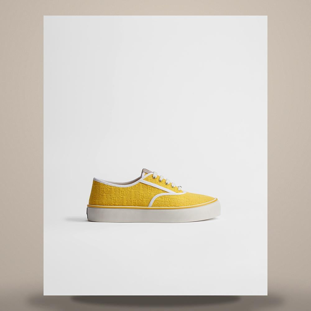 DIOR Yellow Oblique Jacquard Low-Top Sneakers