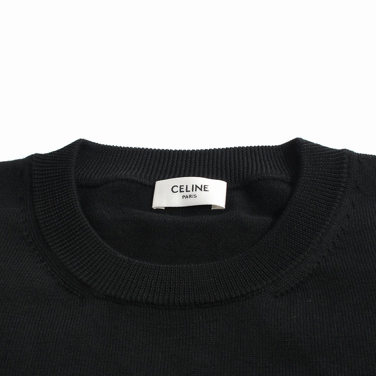 CELINE Embroidered Logo Wool Crewneck Sweater Black